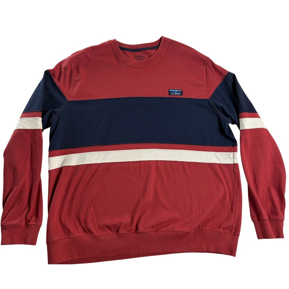 Title: L.L.Bean Mountain Classic Mens XL Red Navy Colorblock Cotton Sweatshirt